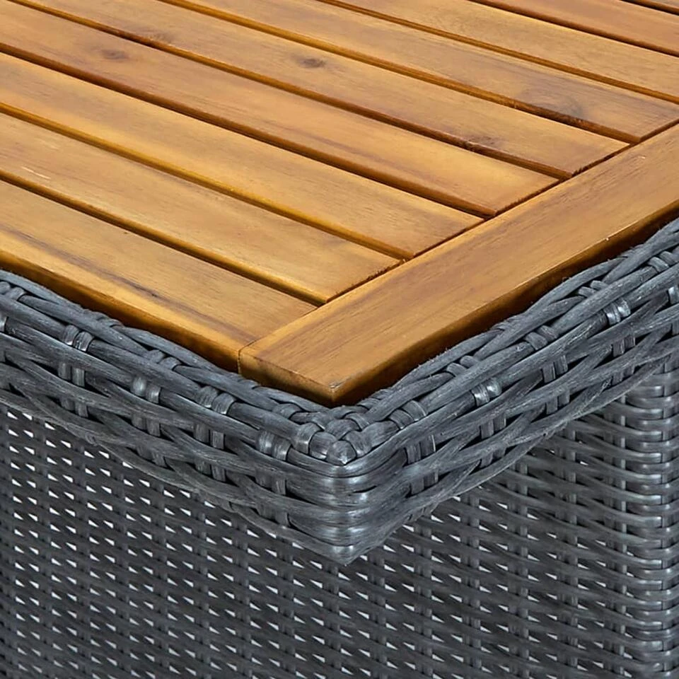 VidaXL Tuintafel Poly Rattan En Massief Acaciahout Donkergrijs 4 VidaXL Tuintafel Poly Rattan En Massief Acaciahout Donkergrijs - Image 4