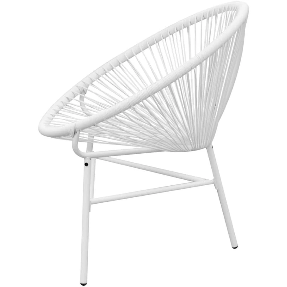 VidaXL Tuinmaanstoel Poly Rattan Wit 2 VidaXL Tuinmaanstoel Poly Rattan Wit - Image 2
