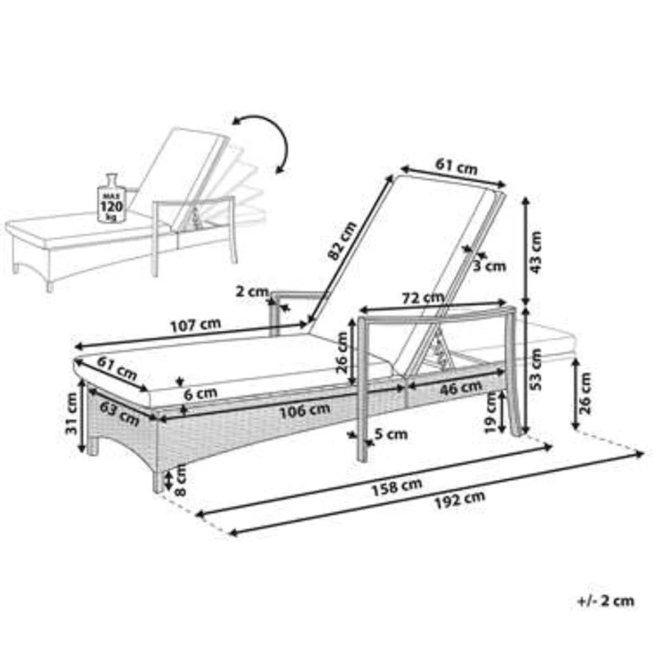 Beliani Tuinligstoel VASTO - Bruin Pe Rotan 2 Beliani Tuinligstoel VASTO - Bruin Pe Rotan - Image 2