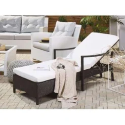 Beliani Tuinligstoel VASTO - Bruin Pe Rotan 7 Beliani Tuinligstoel VASTO - Bruin Pe Rotan -BBQ En Tuin Verkoop 1000000616 0103