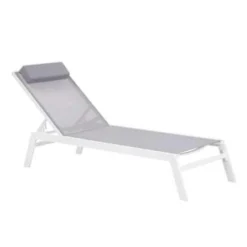 Beliani Tuinligstoel CATANIA - Grijs Polyester, Aluminium