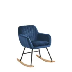 Beliani Schommelstoel LIARUM - Blauw Fluweel -BBQ En Tuin Verkoop 1000001749 0102