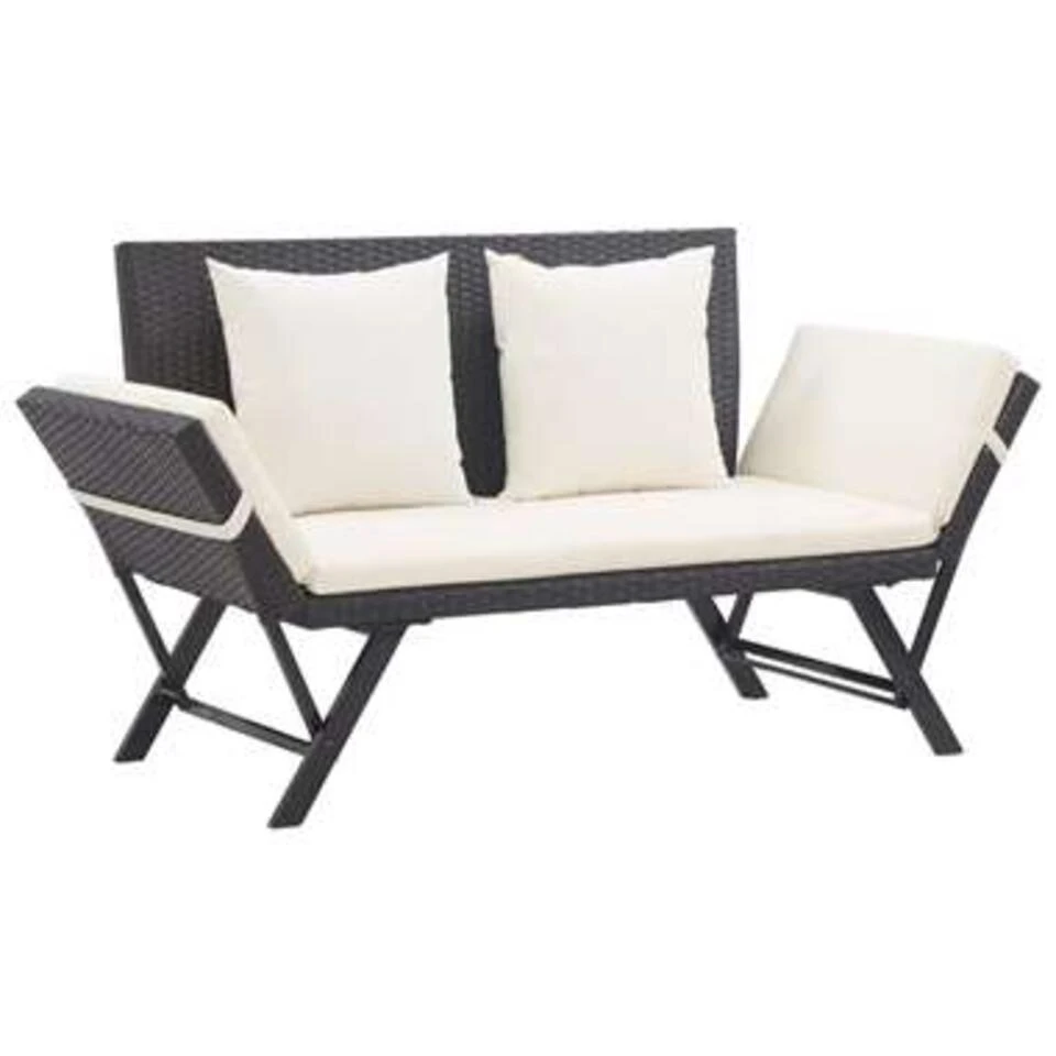 VidaXL Tuinbank Met Kussens 176 Cm Poly Rattan Zwart 1 VidaXL Tuinbank Met Kussens 176 Cm Poly Rattan Zwart