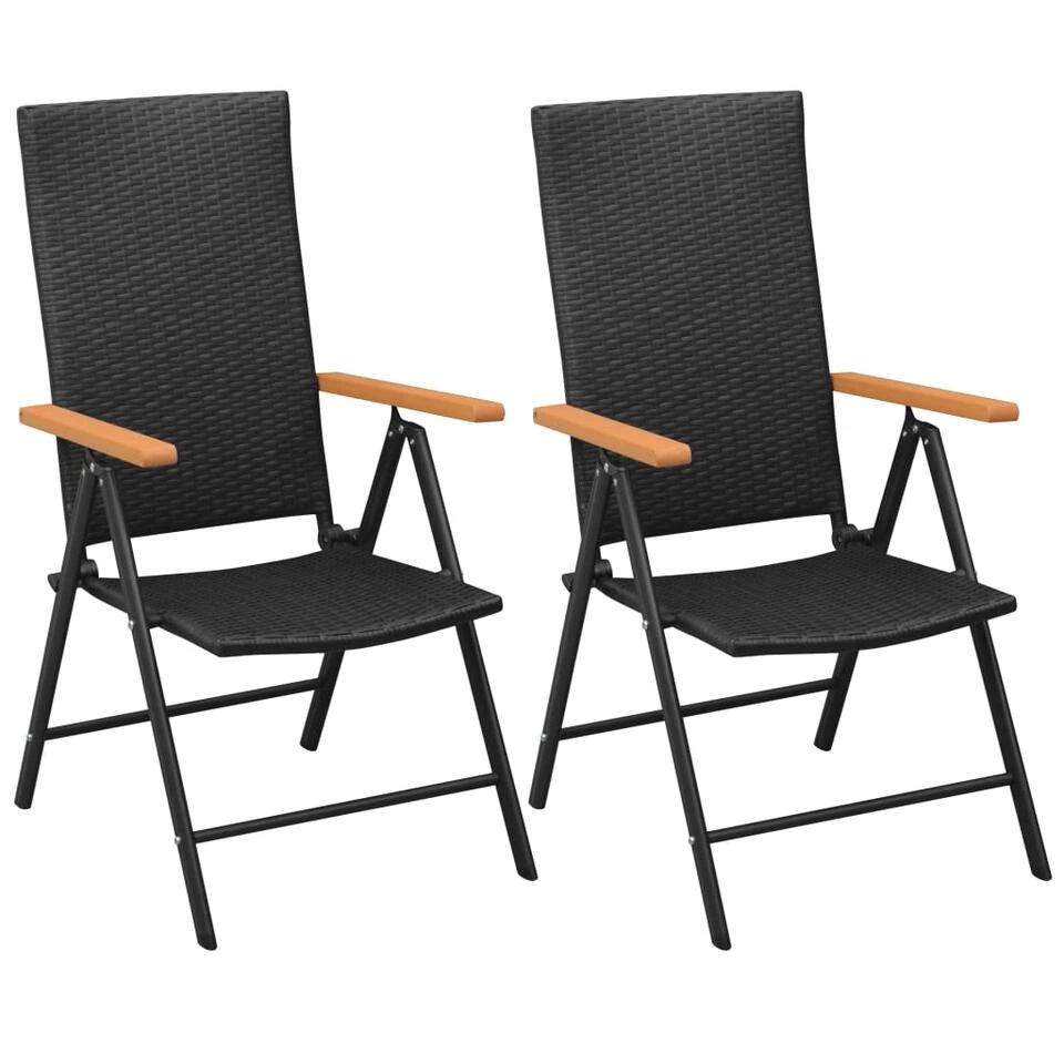 VidaXL Tuinstoelen Stapelbaar 2 St Poly Rattan Zwart 1 VidaXL Tuinstoelen Stapelbaar 2 St Poly Rattan Zwart