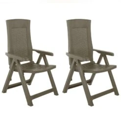 VidaXL Tuinstoelen 2 St Verstelbaar Kunststof Mokka