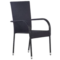 VidaXL Tuinstoelen Stapelbaar 2 St Poly Rattan Zwart -BBQ En Tuin Verkoop 1000006317 0103