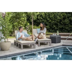 Allibert Daytona Deluxe Ligbed - 65x195x25,5 Cm -Cappuccino -BBQ En Tuin Verkoop 1000031148 0102