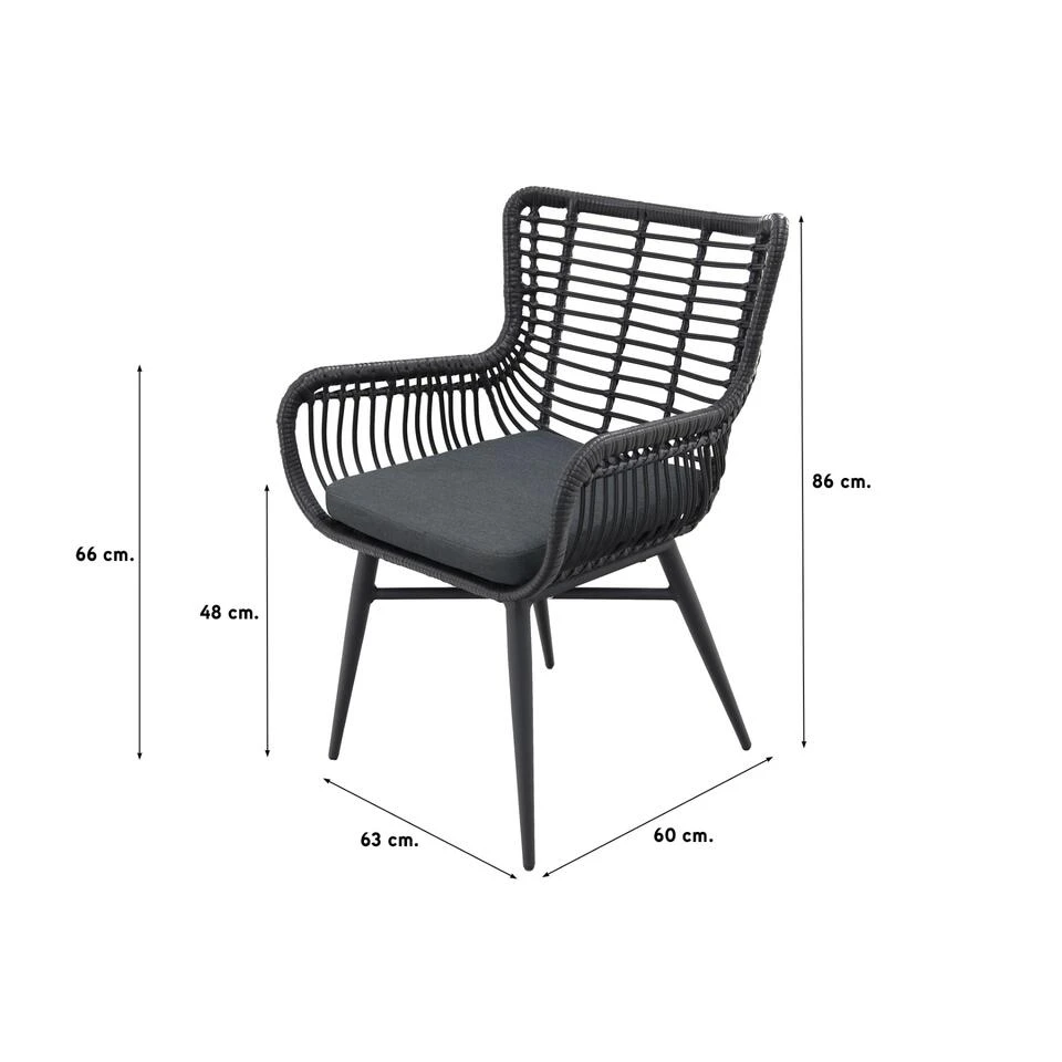 VDG Jasmine Dining Tuinstoel - Black 2 VDG Jasmine Dining Tuinstoel - Black - Image 2