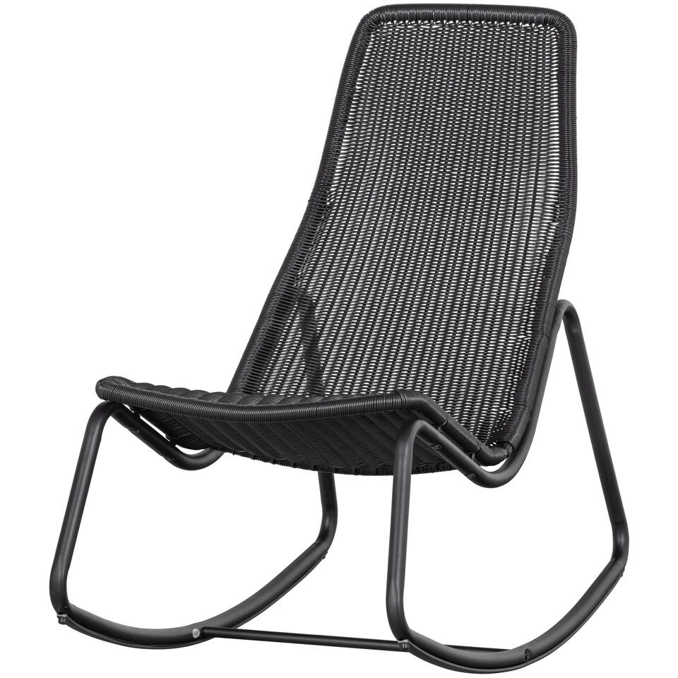 WOOOD Schommelstoel Buiten Tom - Rattan - Zwart - 97x51x95 1 WOOOD Schommelstoel Buiten Tom - Rattan - Zwart - 97x51x95