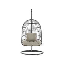 Beliani Hangstoel ALLERA - Zwart Polyester -BBQ En Tuin Verkoop 1000042133 0103