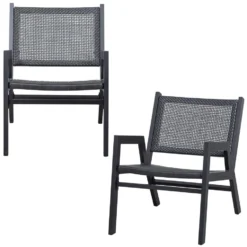 WOOOD Pem Fauteuil Outdoor - Aluminium - Zwart - Set Van 2