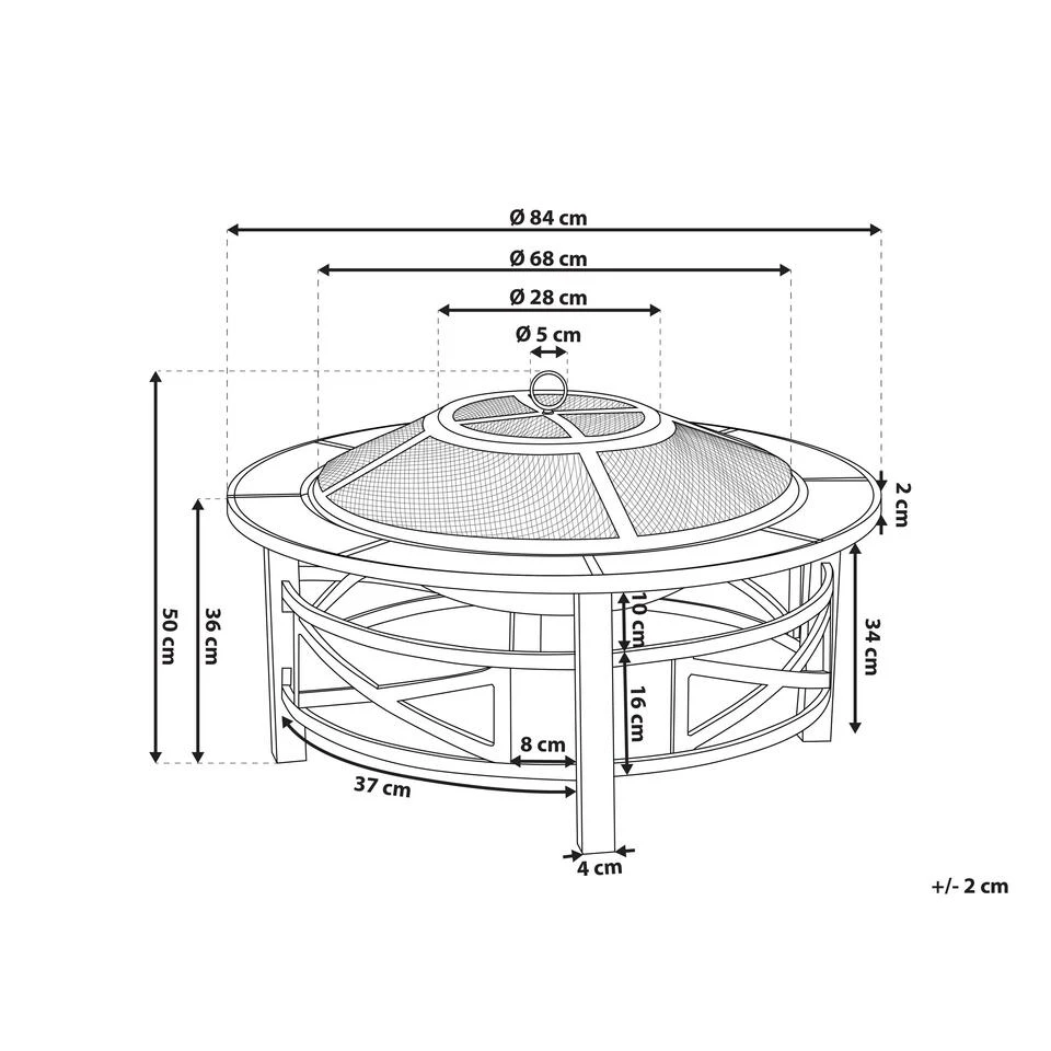 Beliani Vuurkorf Voor Hout HIERRO - Beige Staal 3 Beliani Vuurkorf Voor Hout HIERRO - Beige Staal - Image 3