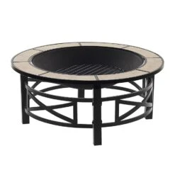 Beliani Vuurkorf Voor Hout HIERRO - Beige Staal 7 Beliani Vuurkorf Voor Hout HIERRO - Beige Staal -BBQ En Tuin Verkoop 1000048095 0103