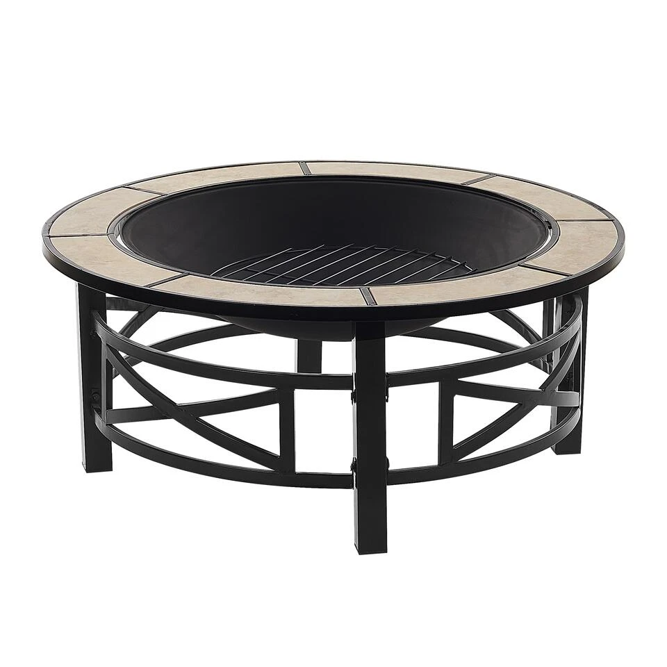 Beliani Vuurkorf Voor Hout HIERRO - Beige Staal 4 Beliani Vuurkorf Voor Hout HIERRO - Beige Staal - Image 4