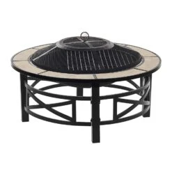 Beliani Vuurkorf Voor Hout HIERRO - Beige Staal