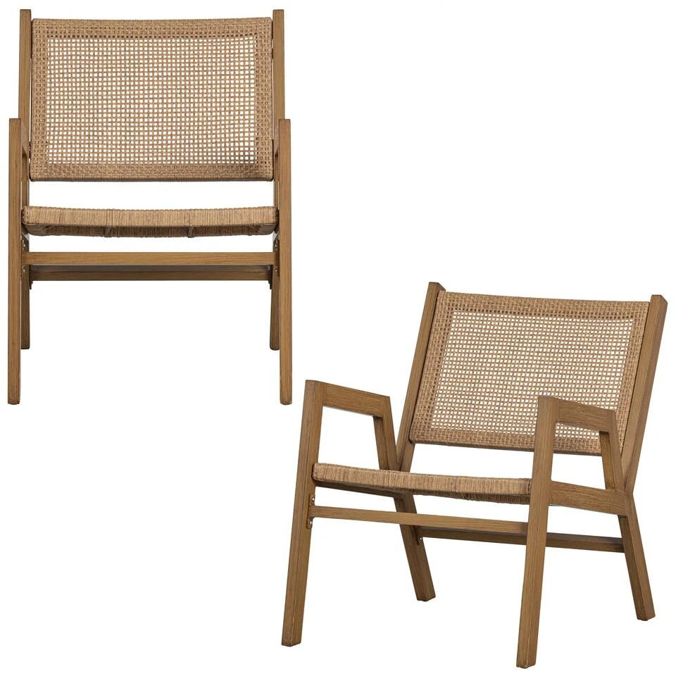 WOOOD Pem Fauteuil Outdoor - Aluminium - Naturel - Set Van 2 1 WOOOD Pem Fauteuil Outdoor - Aluminium - Naturel - Set Van 2