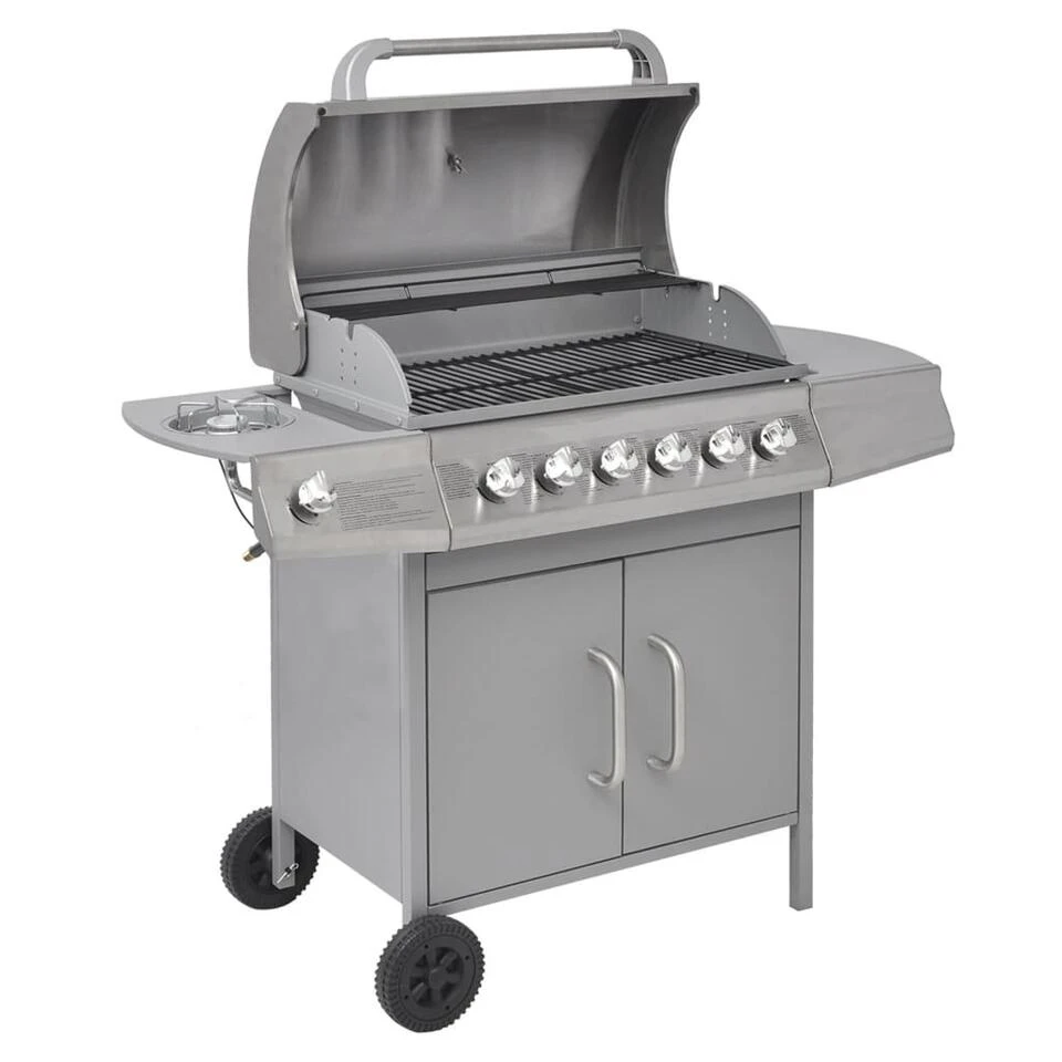 VidaXL Gasbarbecue 6+1 Kookzone Zilver 1 VidaXL Gasbarbecue 6+1 Kookzone Zilver