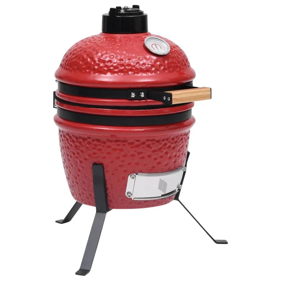 VidaXL Kamado Barbecue 2-in-1 56 Cm Keramiek Rood 1 VidaXL Kamado Barbecue 2-in-1 56 Cm Keramiek Rood