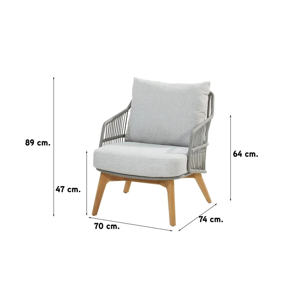 4 Seasons Sempre Loungestoel + Voetenbank - Teak/Silver Grey 3 4 Seasons Sempre Loungestoel + Voetenbank - Teak/Silver Grey - Image 3