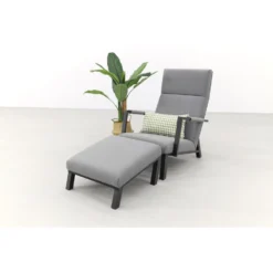 VDG Costa Relaxstoel + Hocker - Sunbrella - Light Grey -BBQ En Tuin Verkoop 1000054361 0103