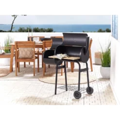 Beliani Houtskoolgrill SATAH - Zwart Staal -BBQ En Tuin Verkoop 1000059686 0103
