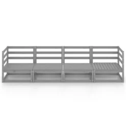 VidaXL Tuinbank 4-zits Massief Grenenhout Grijs -BBQ En Tuin Verkoop 1000060788 0102
