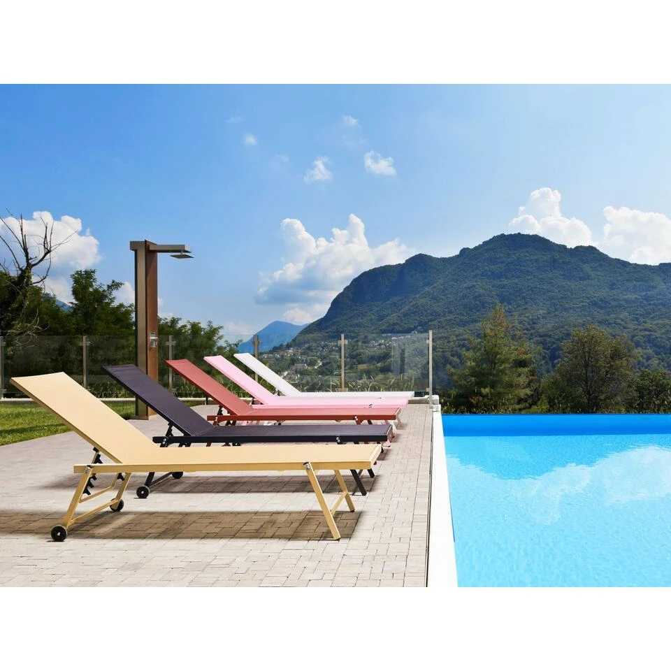 Beliani Tuinligstoel PORTOFINO - Geel Aluminium, Textiel 4 Beliani Tuinligstoel PORTOFINO - Geel Aluminium, Textiel - Image 4