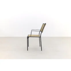 VDG Laura Stapelbare Tuinstoel - Black Steel/natural Wicker -BBQ En Tuin Verkoop 1000066865 0103