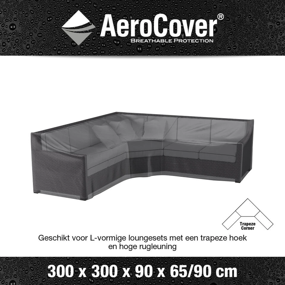 Aerocover Loungesethoes 300x300x90x65 Cm - L-vorm Trapeze 2 Aerocover Loungesethoes 300x300x90x65 Cm - L-vorm Trapeze - Image 2