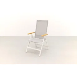 Hartman Napoli Verstelbare Tuinstoel - Teak Armleuning - Wit -BBQ En Tuin Verkoop 1000074462 0103