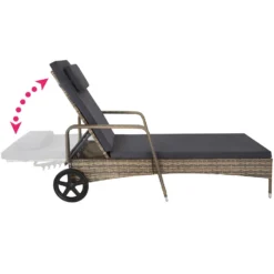 Tectake - Wicker Ligbed Cassis Zonnebed Ligstoel – Natuur -BBQ En Tuin Verkoop 1000077818 0102