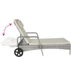 Tectake - Wicker Ligbed Cassis Zonnebed Ligstoel - Lichtgrijs -BBQ En Tuin Verkoop 1000077819 0103