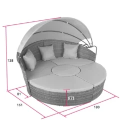 Tectake - Zonne-eiland Ligbed - Wicker/aluminium - Losse Elementen - Natuur -BBQ En Tuin Verkoop 1000077821 0103