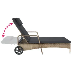 Tectake - Wicker Ligbed – Natuur - Afmetingen 200 X 70 X 33 Cm -BBQ En Tuin Verkoop 1000077832 0102