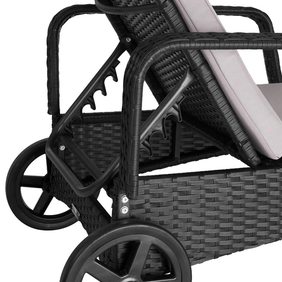 Tectake - Wicker Ligbed Cassis Zonnebed Ligstoel - Zwart 4 Tectake - Wicker Ligbed Cassis Zonnebed Ligstoel - Zwart - Image 4