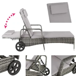 Tectake -ligbed-Wicker Grijs -BBQ En Tuin Verkoop 1000077843 0102