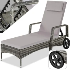 Tectake -ligbed-Wicker Grijs