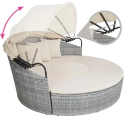 Tectake - Zonne-eiland Santorini - Wicker - Lichtgrijs -BBQ En Tuin Verkoop 1000077896 0103