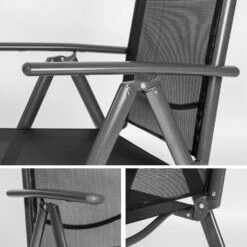 Tectake - Aluminium Tuinstoel / Tuin Stoel Antraciet - Zwart -BBQ En Tuin Verkoop 1000078044 0103
