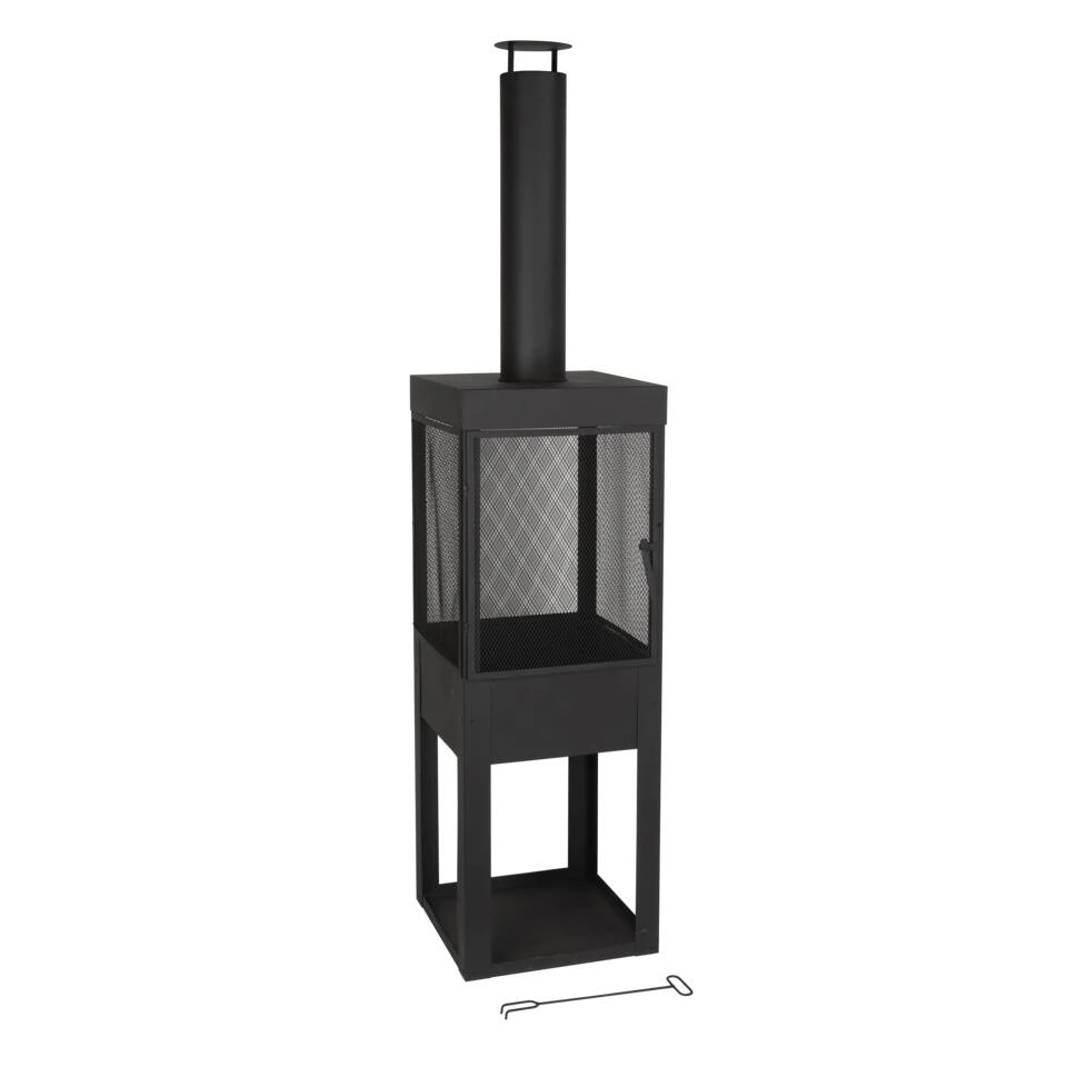 Mica Decorations Tuinhaard - L47 X B44 X H194 Cm - Metaal - Zwart 1 Mica Decorations Tuinhaard - L47 X B44 X H194 Cm - Metaal - Zwart