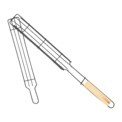 Krumble Grillmand Langwerpig BBQ RVS En Hout - Zwart - Set Van 2