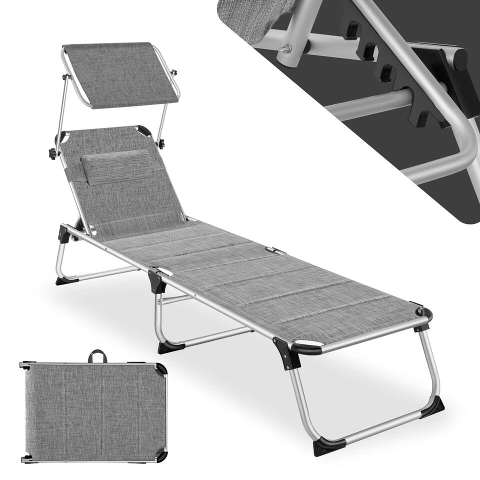 Tectake - Ligbed Lorella - Aluminium- Grijs Gemeleerd 1 Tectake - Ligbed Lorella - Aluminium- Grijs Gemeleerd