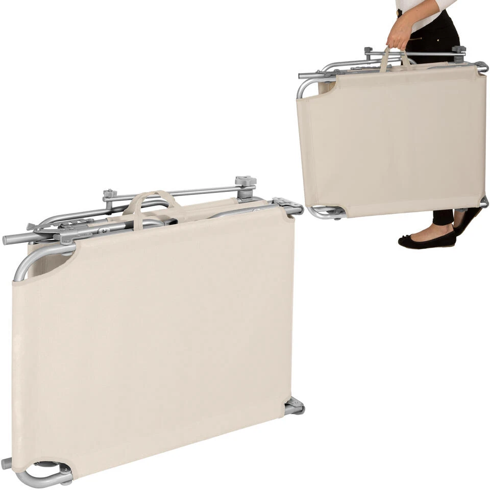 Tectake - Ligbed Met Zonnedak Beige 4 Tectake - Ligbed Met Zonnedak Beige - Image 4