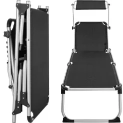 Tectake - Ligbed Zonnestoel Aurelie - Zwart -BBQ En Tuin Verkoop 1000083094 0103
