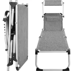 Tectake - Ligbed Zonnestoel Aurelie - Grijs Gemeleerd 7 Tectake - Ligbed Zonnestoel Aurelie - Grijs Gemeleerd -BBQ En Tuin Verkoop 1000083100 0103