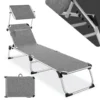 Tectake - Ligbed Zonnestoel Aurelie - Grijs Gemeleerd