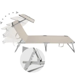 Tectake - 2 Ligbedden Met Zonnedak Beige -BBQ En Tuin Verkoop 1000083237 0102