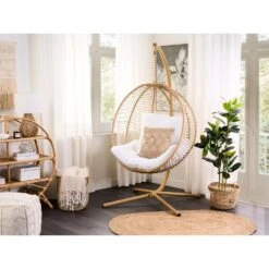 Beliani Hangstoel ARCO - Beige Polyester -BBQ En Tuin Verkoop 1000084499 0103