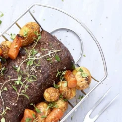 Orange85 Spareribs Rek Vleeshouder Bbq RVS Zilver Omkeerbaar -BBQ En Tuin Verkoop 1000085826 0111