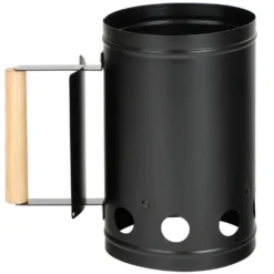 Merkloos Trendoz Barbecue Briketten Starter - Houten Handvat - 27 Cm - Zwart